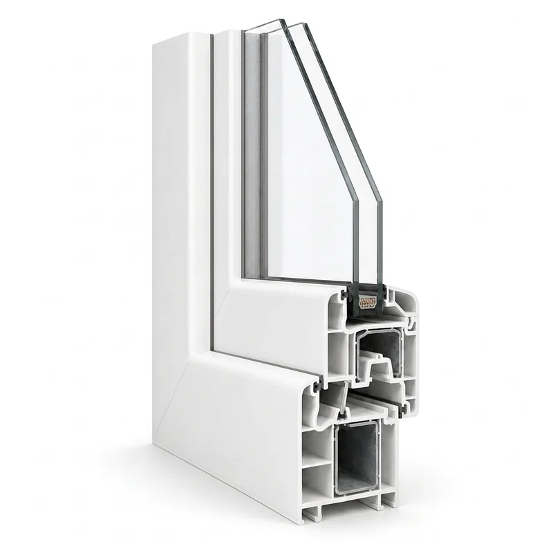 uPVC corner sample, cut open